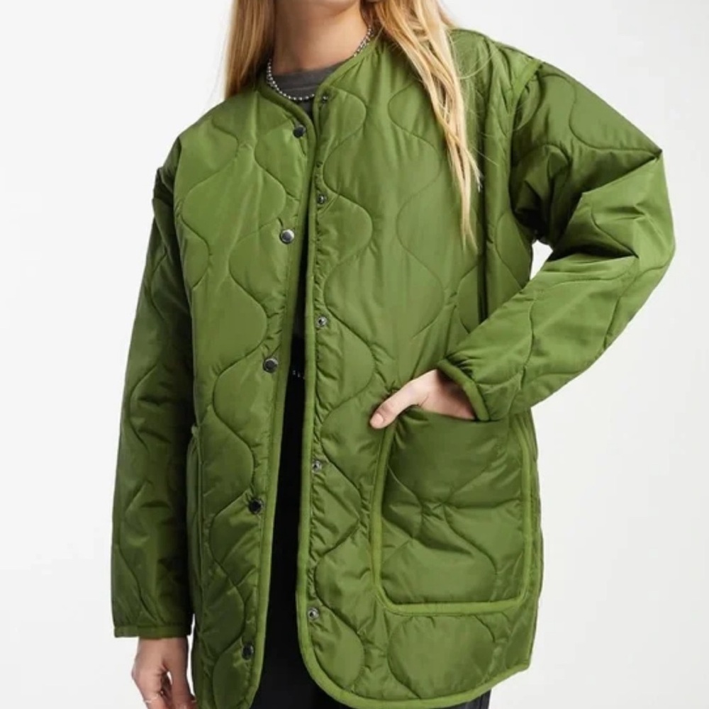 Olive Green Quilted Puffer Jacket (Blank NYC)